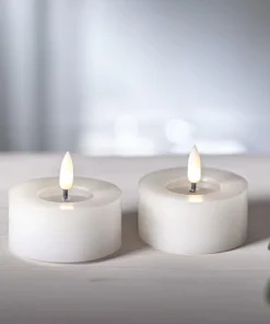 FLAMME FLOW LED-Värmeljus 2-pack 7cm Vit