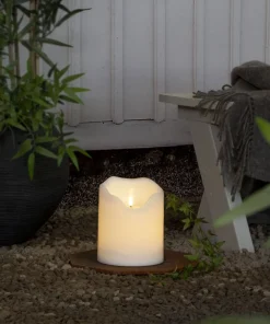 FLAMME GRAND LED-Blockljus 20cm Vit