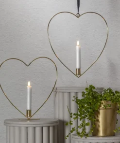 FLAMME HEART Bordsdekoration Batteri 28cm Mässing