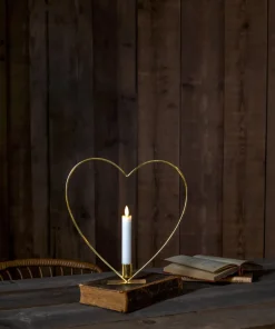 FLAMME HEART Bordsdekoration Batteri 28cm Mässing