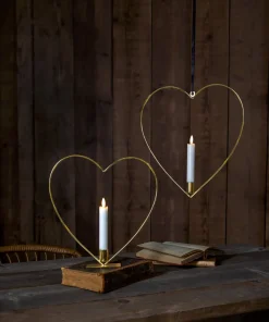 FLAMME HEART Inomhusdekoration Batteri 28,5cm Mässing