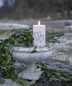 FLAMME HEART LED Gravljus 14cm Vit