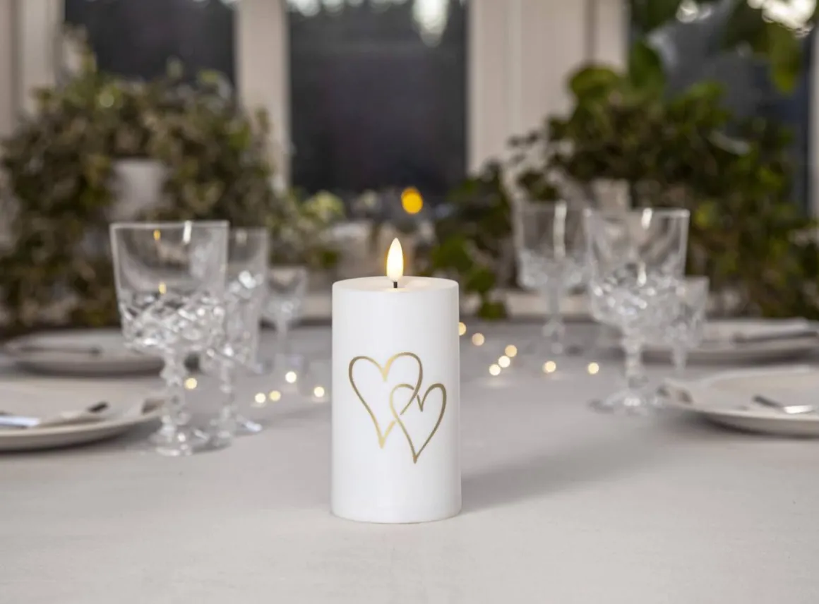FLAMME HEART LED Gravljus 14cm Vit