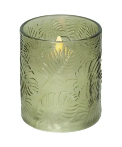 FLAMME LEAF LED-Blockljus 10cm Grön