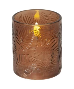 FLAMME LEAF LED-Blockljus 10cm Brun