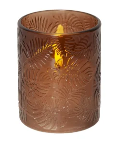 FLAMME LEAF LED-Blockljus 12,5cm Brun