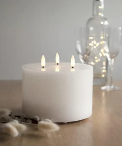 FLAMME LED Blockljus 3L 15cm Vit