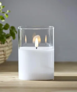 FLAMME LED-Blockljus 12,5cm Klart Glas