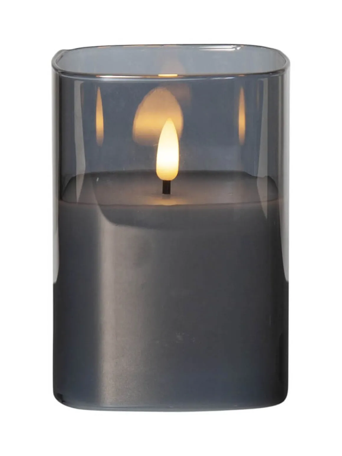 FLAMME LED-Blockljus 12,5cm Rökfärgat Glas