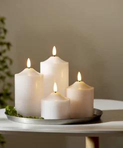 FLAMME LED-Blockljus 17cm Vit Vax