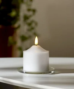 FLAMME LED-Blockljus 9,5cm Vit Vax