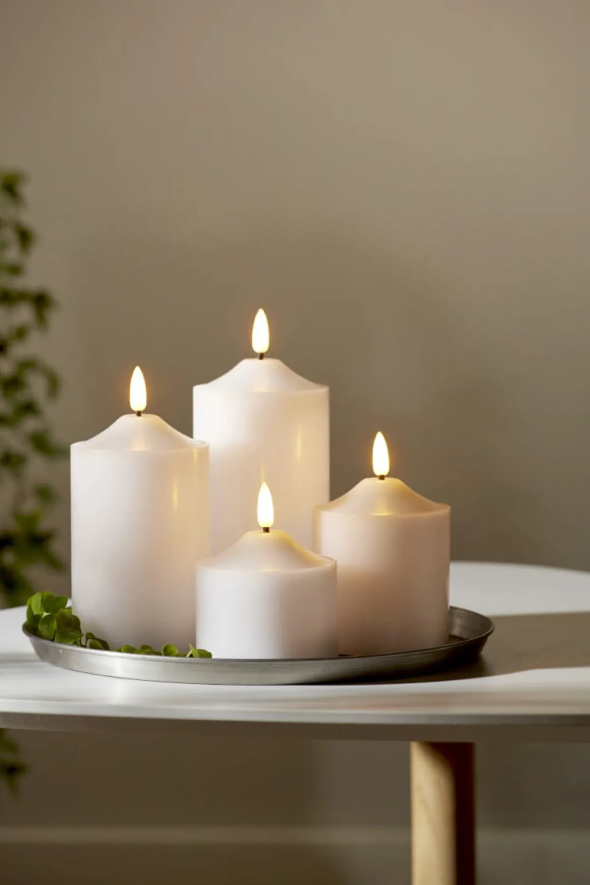 FLAMME LED-Blockljus 9,5cm Vit Vax