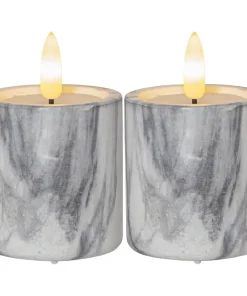 FLAMME MARBLE LED-Blockljus 2-Pack 9cm Grå