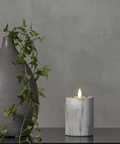 FLAMME MARBLE LED-Blockljus 12,5cm Grå