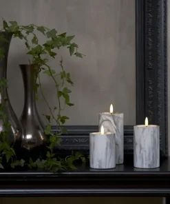 FLAMME MARBLE LED-Blockljus 17,5cm Grå