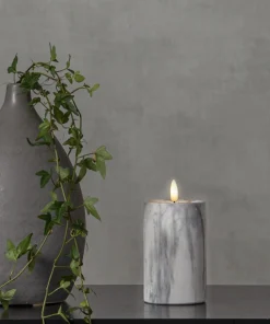FLAMME MARBLE LED-Blockljus 15cm Grå