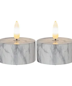 FLAMME MARBLE LED-Värmeljus 2-Pack 6cm Grå