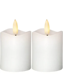 FLAMME 2-PACK LED-Blockljus 7,5cm Vit
