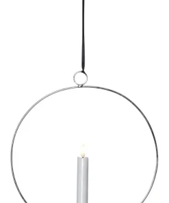 FLAMME RING med Batteridrivet Antikljus 28,5cm Silver