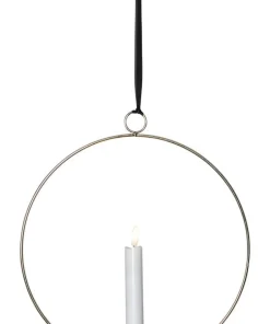 FLAMME RING med Batteridrivet Antikljus 28,5cm Mässing