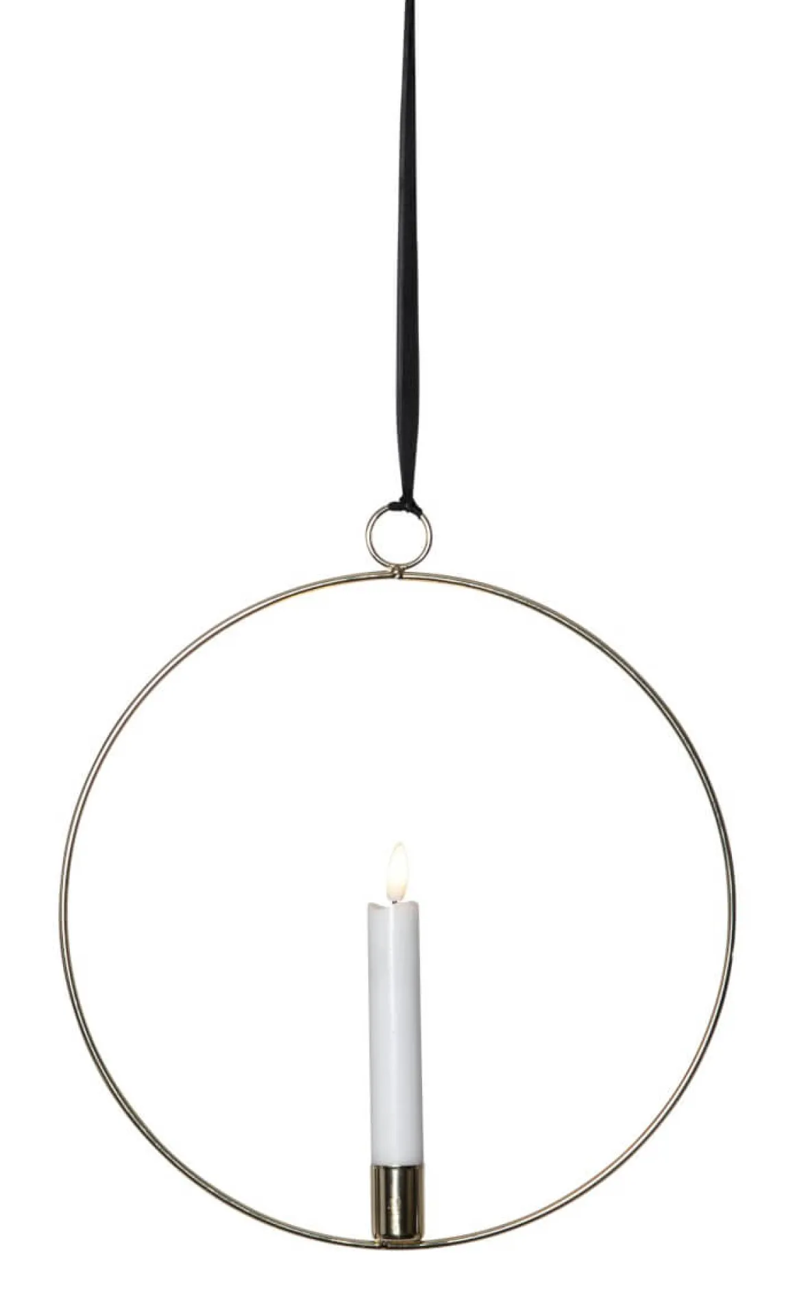 FLAMME RING med Batteridrivet Antikljus 28,5cm Mässing