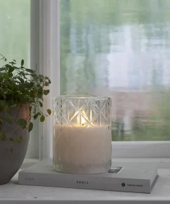 FLAMME ROMB LED-Blockljus Batteri 12,5cm Klar