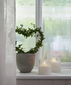 FLAMME ROMB LED-Blockljus Batteri 12,5cm Klar