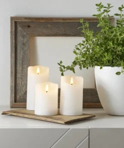FLAMME RUSTIC LED-Blockljus 15cm Vit