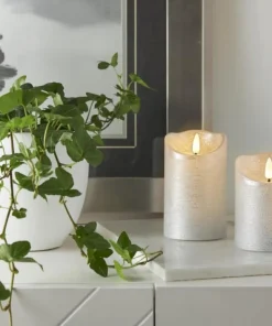 FLAMME RUSTIC LED-Blockljus 12,5cm Silver