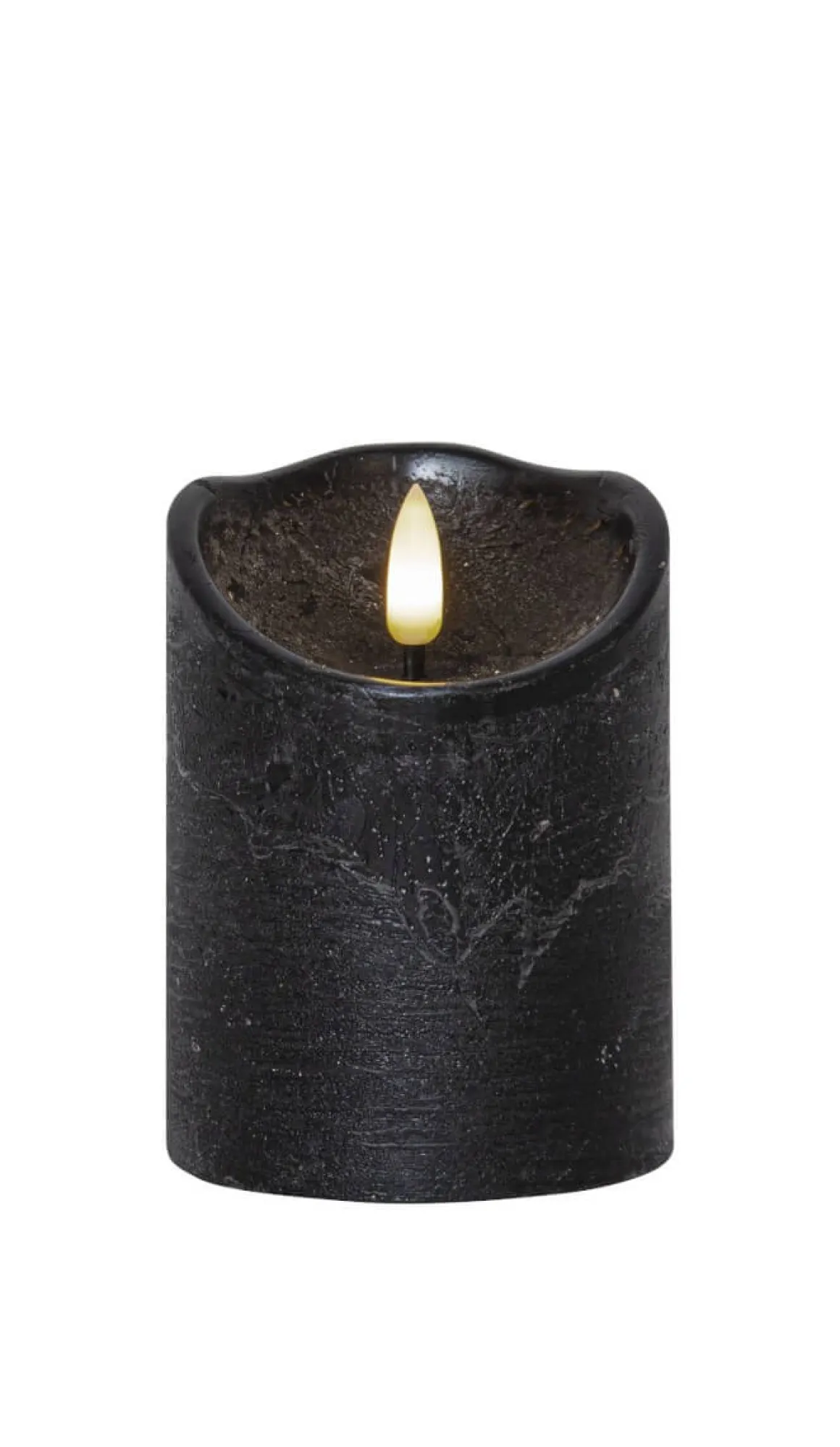FLAMME RUSTIC LED-Blockljus 10cm Svart