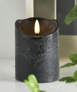 FLAMME RUSTIC LED-Blockljus 10cm Svart