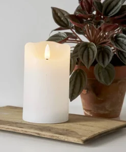 FLAMME RUSTIC LED-Blockljus 12,5cm Vit