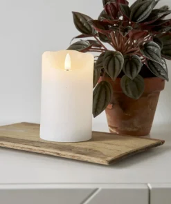FLAMME RUSTIC LED-Blockljus 12,5cm Vit