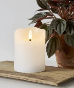 FLAMME RUSTIC LED-Blockljus 10cm Vit