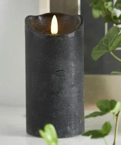 FLAMME RUSTIC LED-Blockljus 15cm Svart