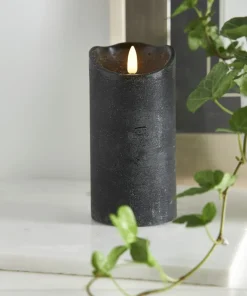 FLAMME RUSTIC LED-Blockljus 15cm Svart