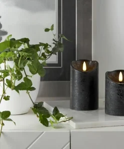 FLAMME RUSTIC LED-Blockljus 12,5cm Svart