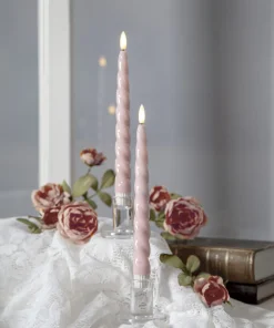 FLAMME SHINE LED-Antikljus 2-pack 24,5cm Rosa