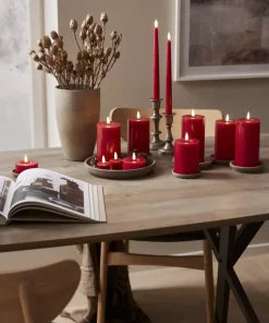 FLAMME SLIM LED-Antikljus 2-pack 28 cm Röd