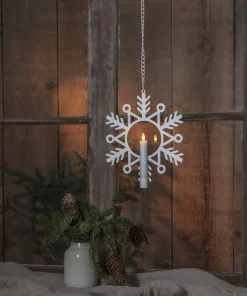 FLAMME SNOW Inomhusdekoration Batteri 24cm Vit