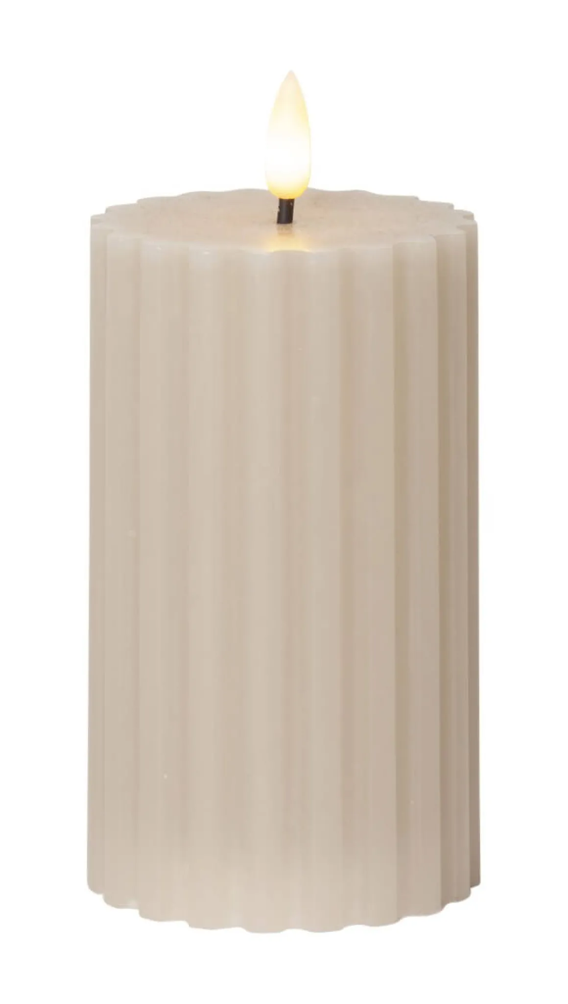 FLAMME STRIPE Blockljus 15cm Beige