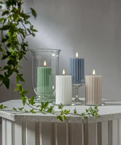 FLAMME STRIPE Blockljus 15cm Grön