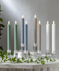 FLAMME STRIPE LED-Antikljus 2-pack 25cm Vit