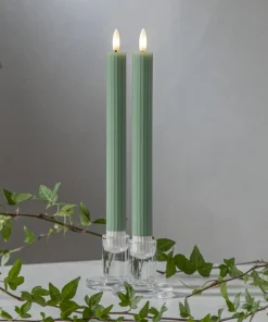 FLAMME STRIPE LED-Antikljus 2-pack 25cm Grön