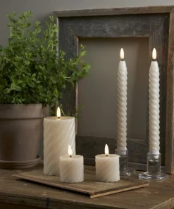 FLAMME SWIRL LED-Antikljus 2-Pack 25cm Beige