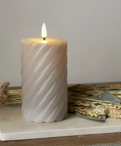 FLAMME SWIRL LED-Blockljus 15cm Grå