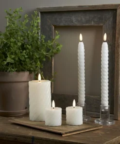 FLAMME SWIRL LED-Blockljus 15cm Vit