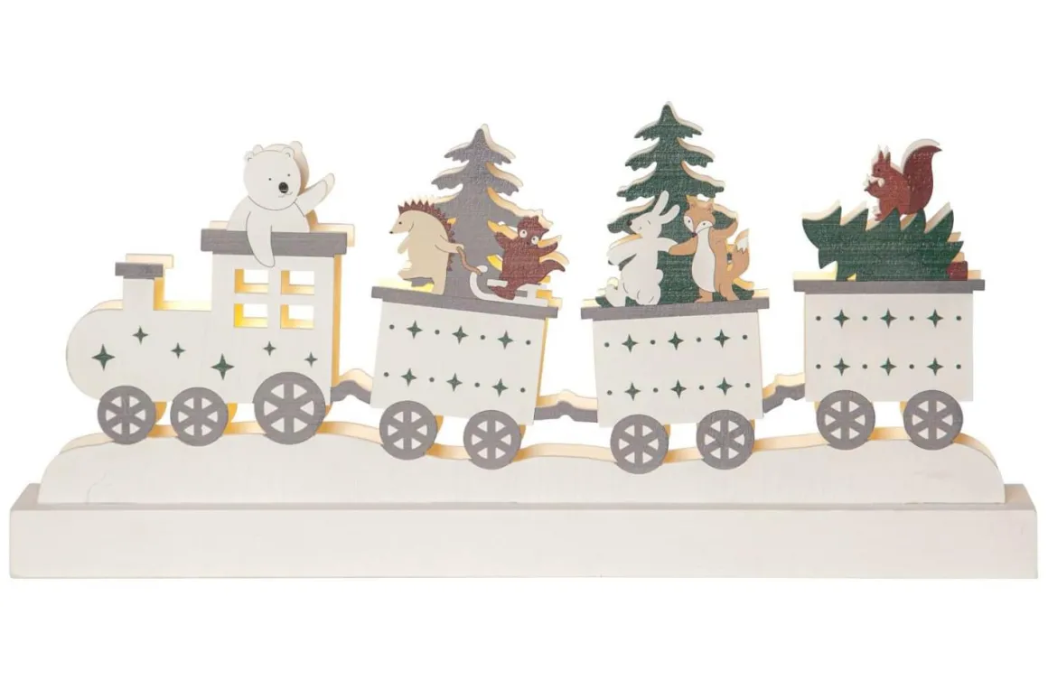 FOREST FRIENDS Bordsdekoration Djurtåg Batteri 37cm Flerfärgad