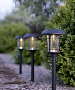FRIDE Solcells-pollare 3-Pack 34cm Svart