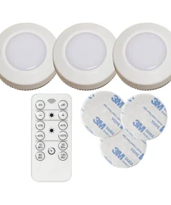 FUNCTIONAL LED-Puck Batteri Fjärrkontroll 3-pack 6,9cm Vit